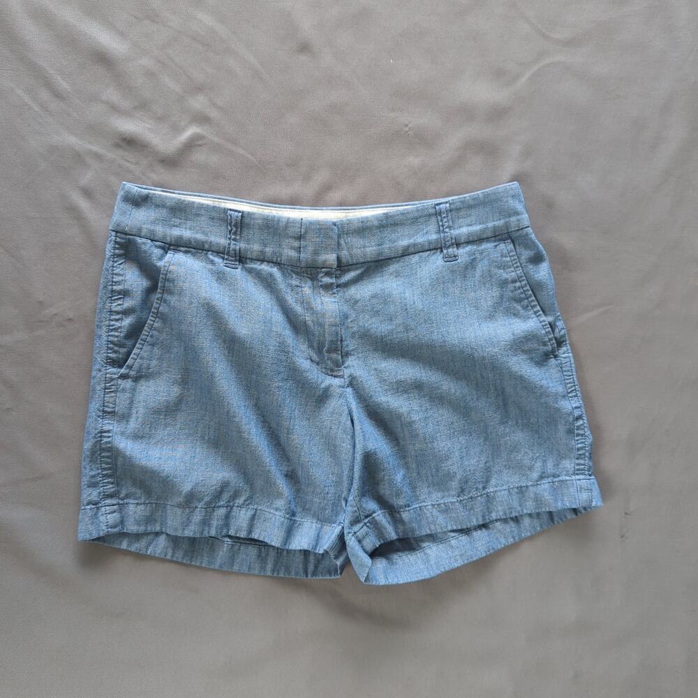 J.Crew Chambray Cotton Shorts Size 4 Blue Fair Trade Preppy Coastal